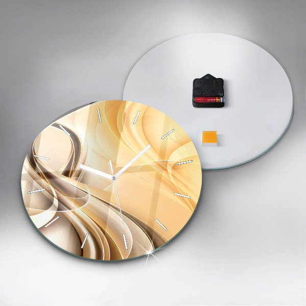 Kulaté skleněné hodiny s fotkou Abstraktní vlny