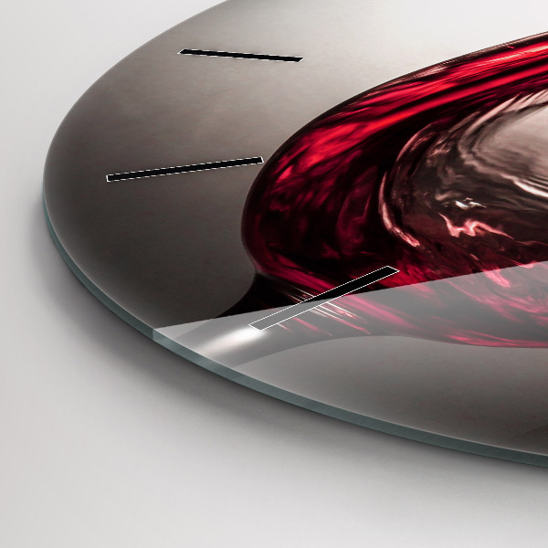 Kulaté skleněné hodiny s fotkou Sklenice vína