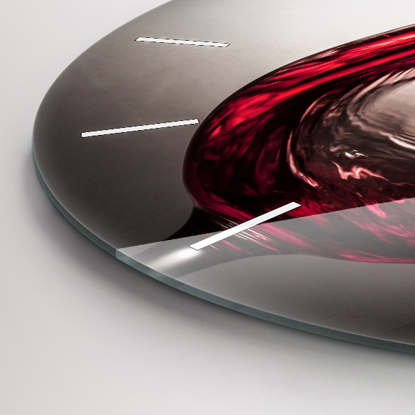 Kulaté skleněné hodiny s fotkou Sklenice vína