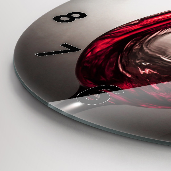 Kulaté skleněné hodiny s fotkou Sklenice vína