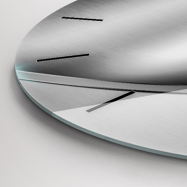 Kulaté skleněné hodiny s fotkou Šedá kovová abstrakce