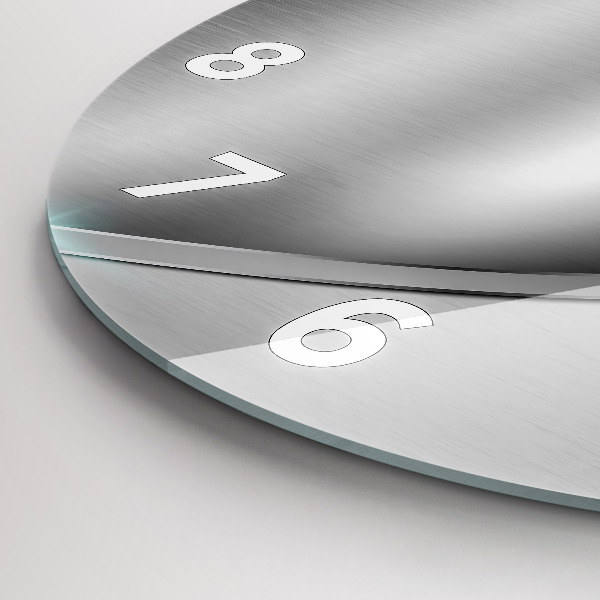 Kulaté skleněné hodiny s fotkou Šedá kovová abstrakce