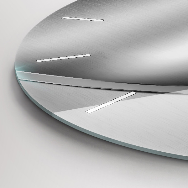 Kulaté skleněné hodiny s fotkou Šedá kovová abstrakce