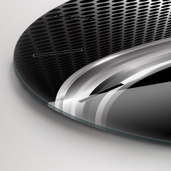 hodiny na skle Černá kovová abstrakce