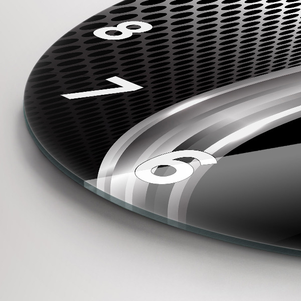 hodiny na skle Černá kovová abstrakce