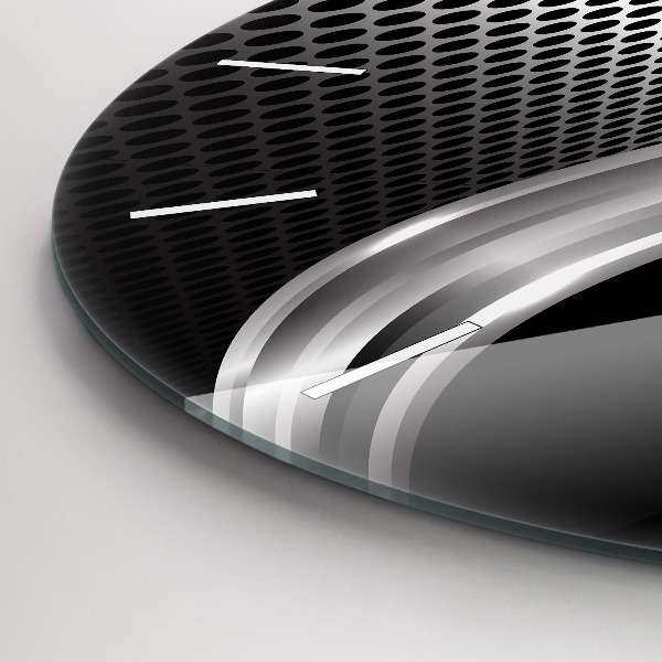 hodiny na skle Černá kovová abstrakce