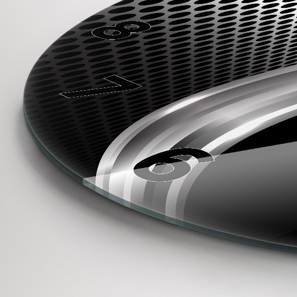 hodiny na skle Černá kovová abstrakce