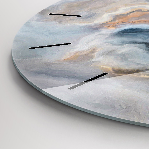 Kulaté skleněné hodiny s fotkou Mramorový vzor