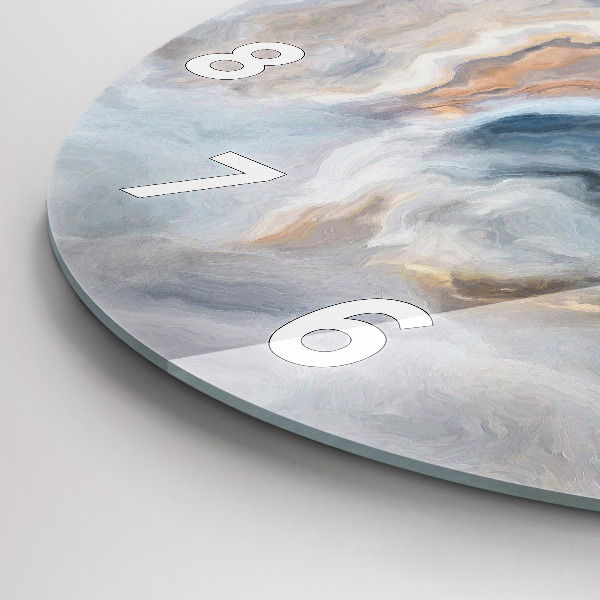 Kulaté skleněné hodiny s fotkou Mramorový vzor