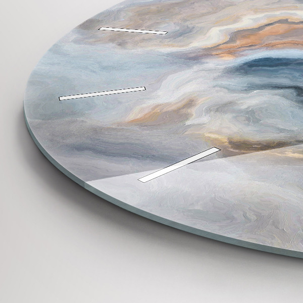 Kulaté skleněné hodiny s fotkou Mramorový vzor