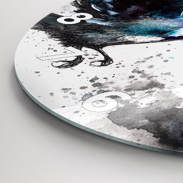 Kulaté skleněné hodiny s fotkou Malovaní ptáci