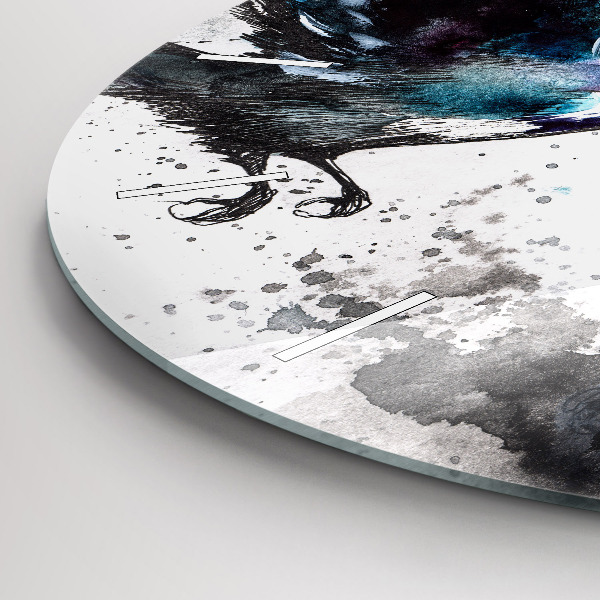 Kulaté skleněné hodiny s fotkou Malovaní ptáci