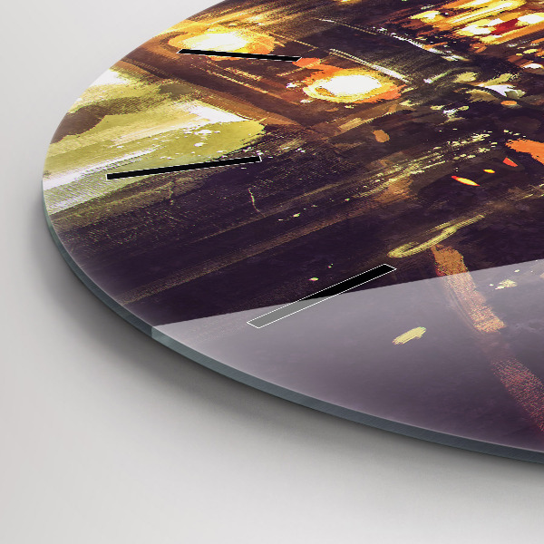 Kulaté skleněné hodiny s fotkou Malované město