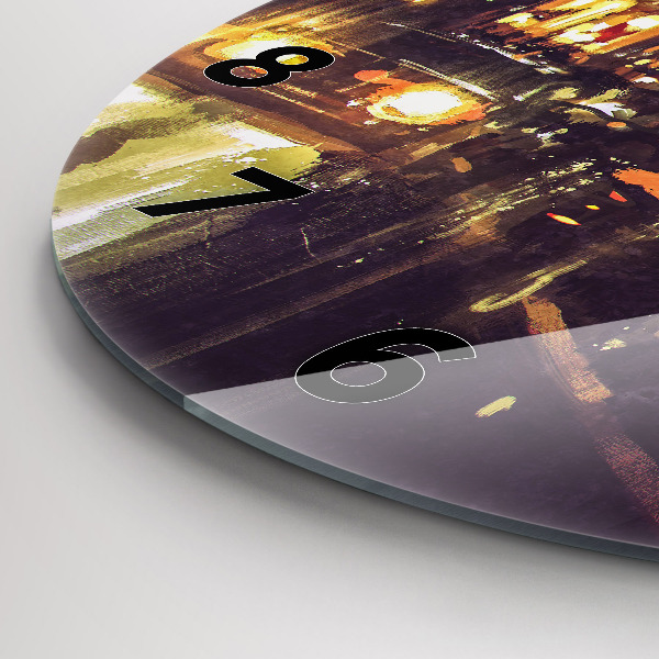 Kulaté skleněné hodiny s fotkou Malované město