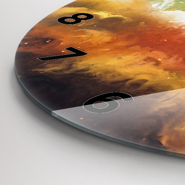 Kulaté skleněné hodiny s fotkou Abstraktní obraz