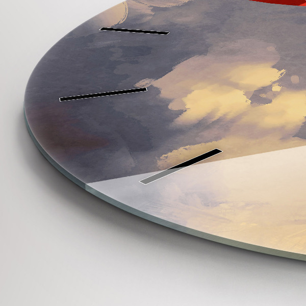 Kulaté skleněné hodiny s fotkou Papírové lodě