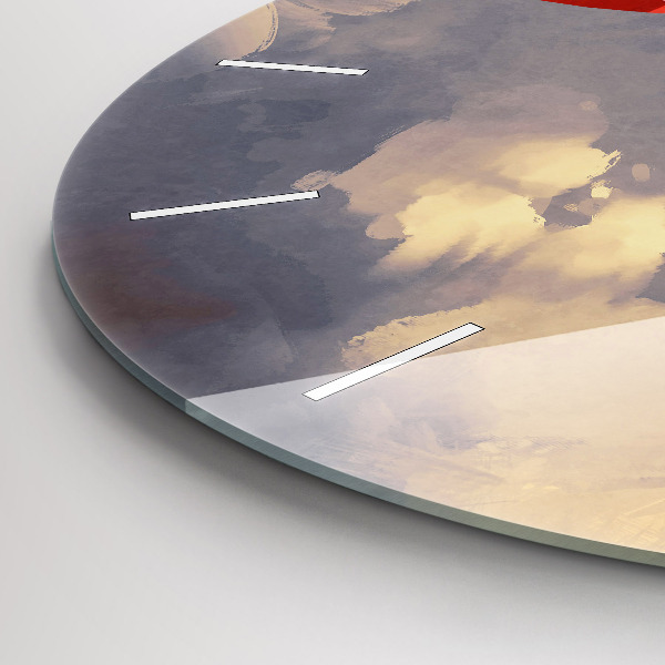 Kulaté skleněné hodiny s fotkou Papírové lodě