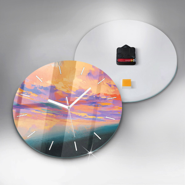 Kulaté skleněné hodiny s fotkou Abstraktní obloha