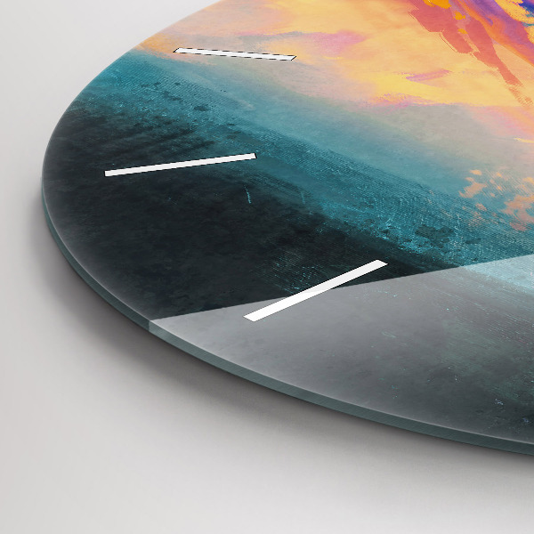 Kulaté skleněné hodiny s fotkou Abstraktní obloha