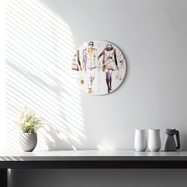 Kulaté skleněné hodiny s fotkou Žena a muž