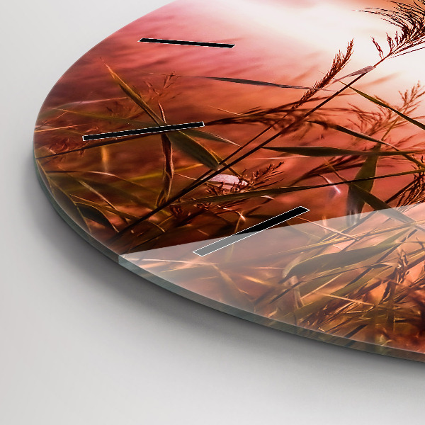 Kulaté skleněné hodiny s fotkou Mlhavé ráno