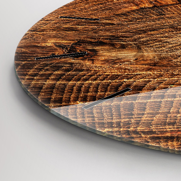 Kulaté skleněné hodiny s fotkou Starý kmen stromu