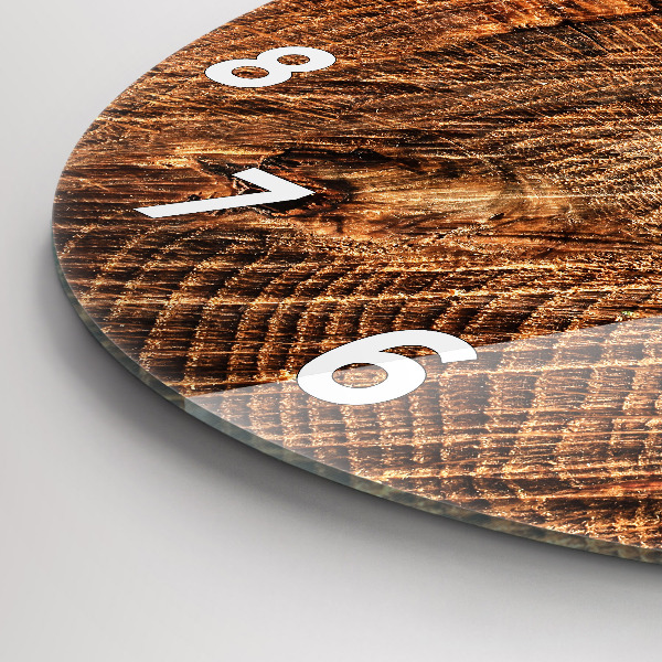 Kulaté skleněné hodiny s fotkou Starý kmen stromu