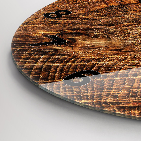 Kulaté skleněné hodiny s fotkou Starý kmen stromu