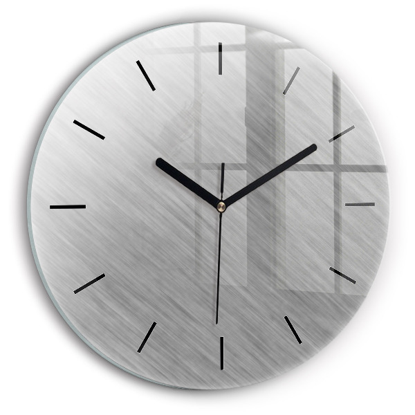 Kulaté skleněné hodiny s fotkou Kovová stěna