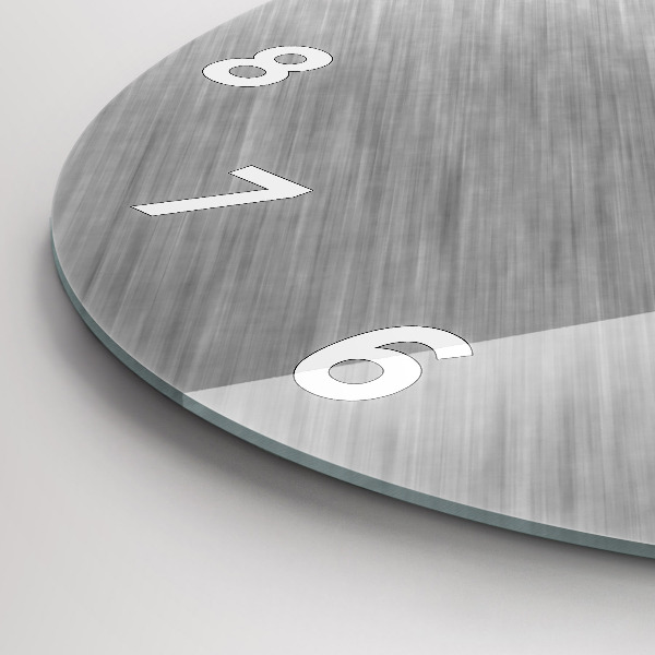 Kulaté skleněné hodiny s fotkou Kovová stěna