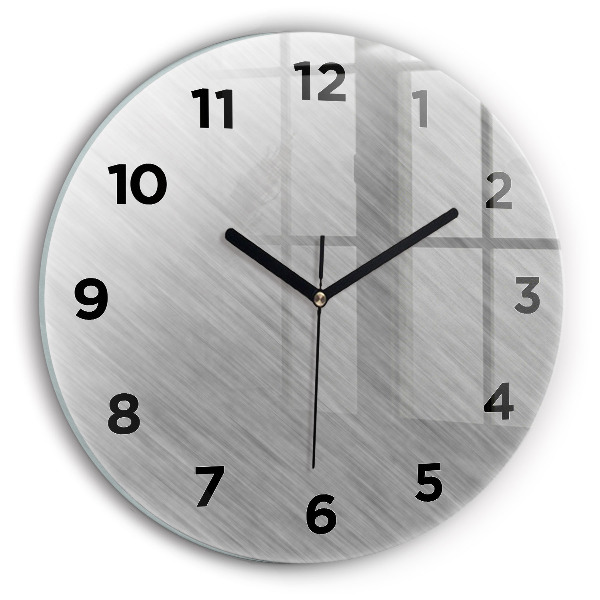 Kulaté skleněné hodiny s fotkou Kovová stěna