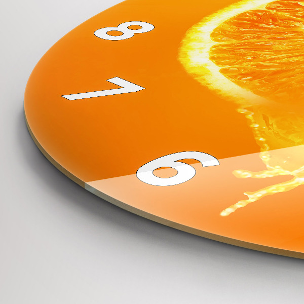 Kulaté skleněné hodiny s fotkou Oranžová