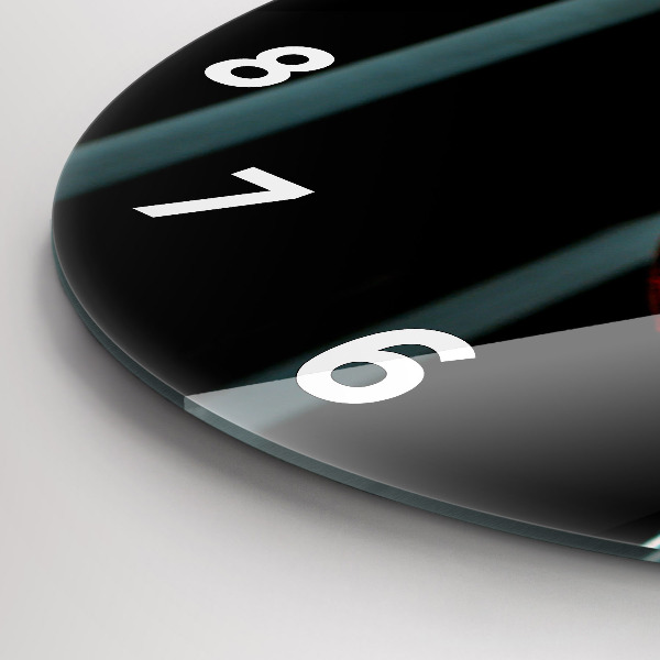 Kulaté skleněné hodiny s fotkou Láhev vína