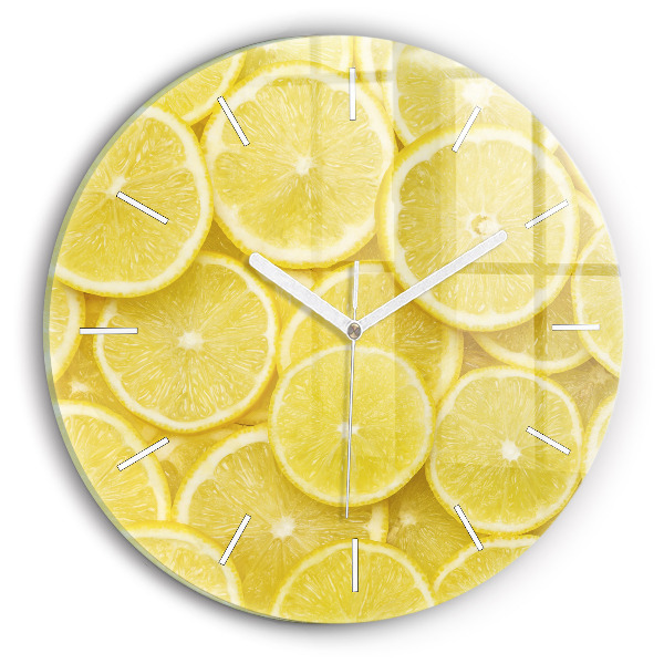 Kulaté skleněné hodiny s fotkou Plátky citronu