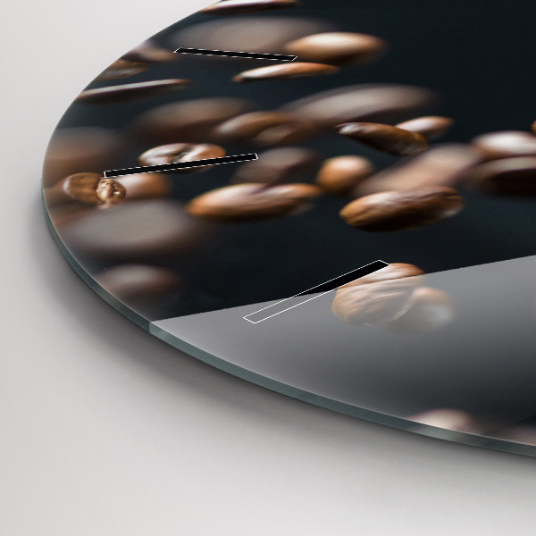 Kulaté skleněné hodiny s fotkou Kávová zrna