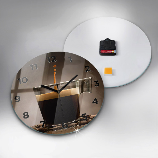 hodiny na skle Šálek kávy