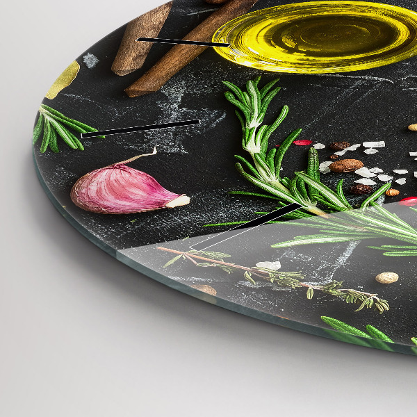 hodiny na skle Koření na pultu