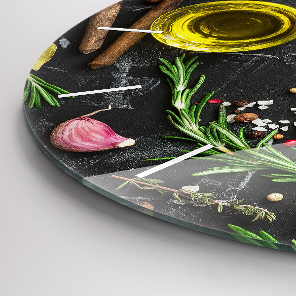 hodiny na skle Koření na pultu