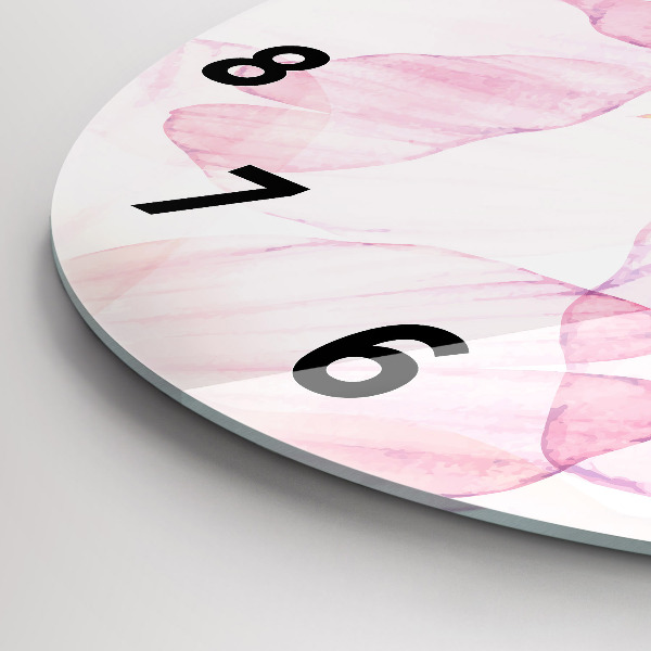 Kulaté skleněné hodiny s fotkou Akvarelové okvětní lístky