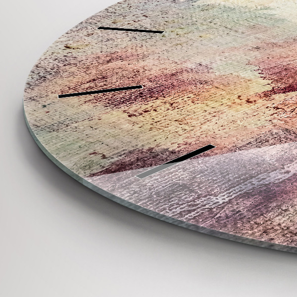 Kulaté skleněné hodiny s fotkou Malovaná abstrakce