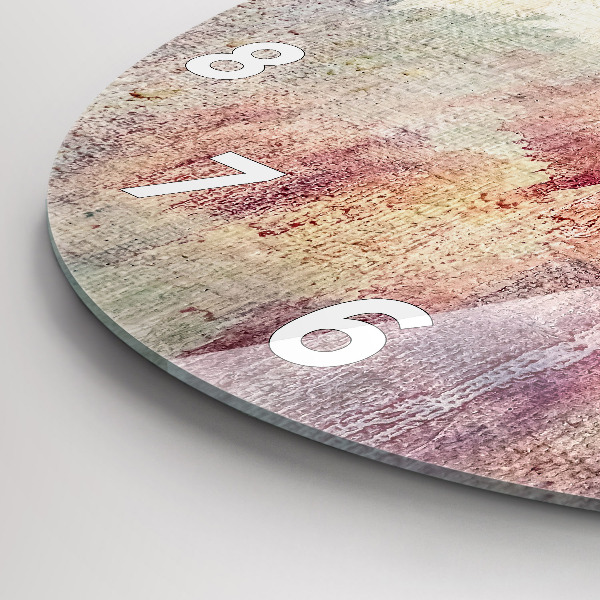 Kulaté skleněné hodiny s fotkou Malovaná abstrakce