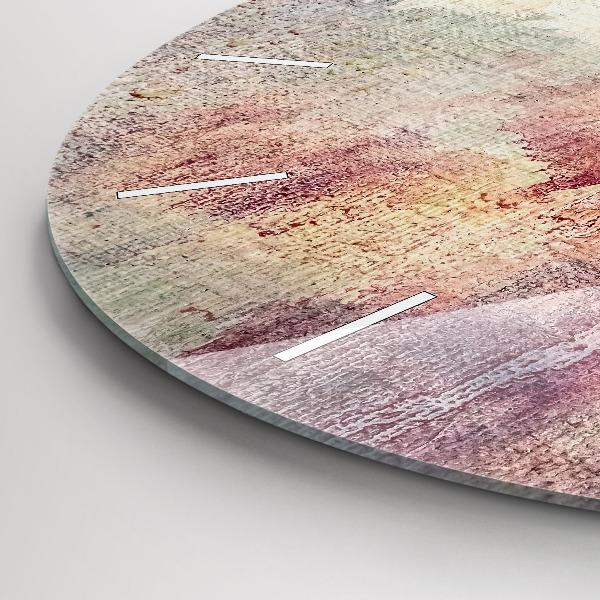 Kulaté skleněné hodiny s fotkou Malovaná abstrakce