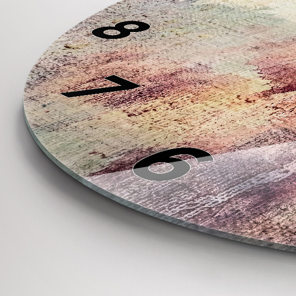 Kulaté skleněné hodiny s fotkou Malovaná abstrakce