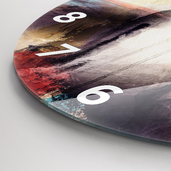 Kulaté skleněné hodiny s fotkou Abstraktní portrét ženy