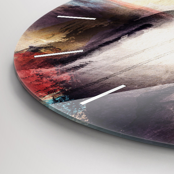 Kulaté skleněné hodiny s fotkou Abstraktní portrét ženy