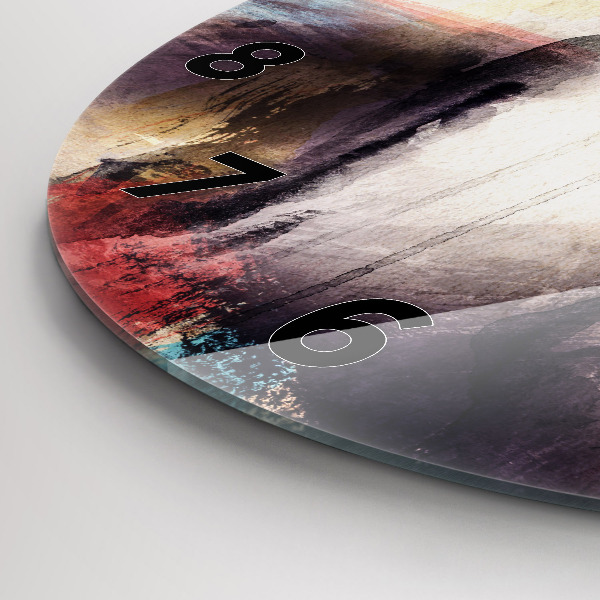 Kulaté skleněné hodiny s fotkou Abstraktní portrét ženy