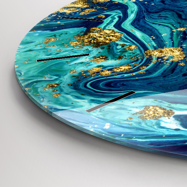 Kulaté skleněné hodiny s fotkou Moderní abstrakce