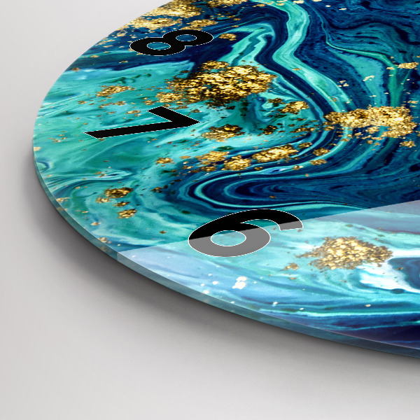 Kulaté skleněné hodiny s fotkou Moderní abstrakce