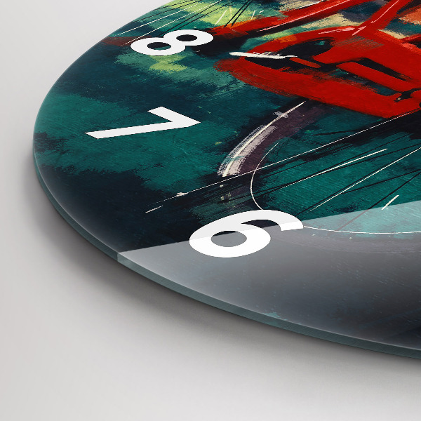 Kulaté skleněné hodiny s fotkou Malované jízdní kolo