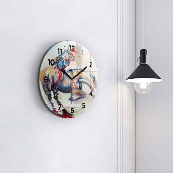 hodiny na skle Ilustrace cválajících koní